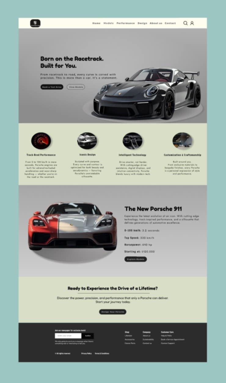 Porche Car Landing Page Design